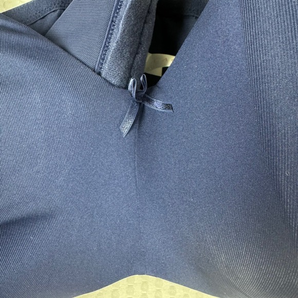 Cacique 46DD Navy Blue Lace Racerback Full Coverage Bra Hook & Eye Closure - Picture 3 of 8